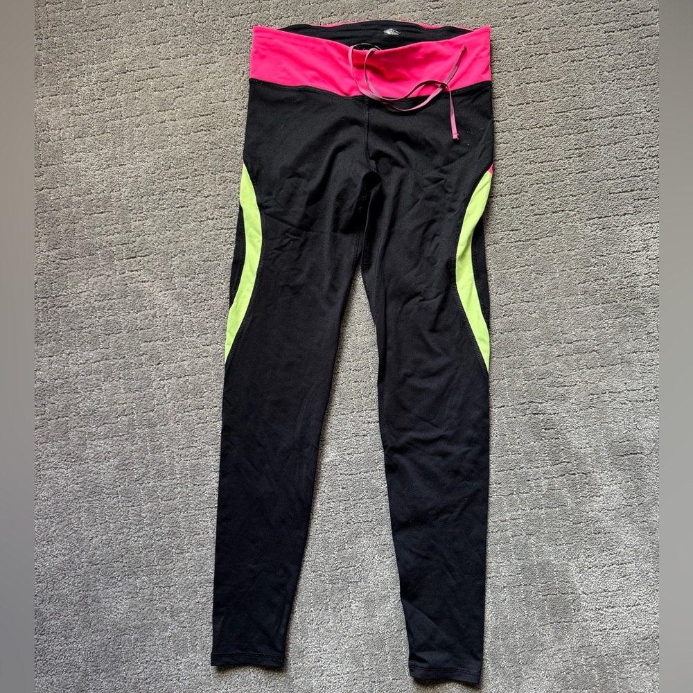 Black Leggings with Pink and Yellow Accents